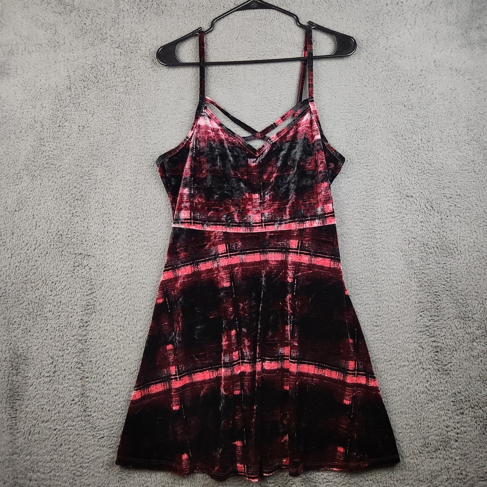 Vintage Y2K  Crushed Velvet Strappy Dress Womens Large Fairy Babydoll Whimsygoth
